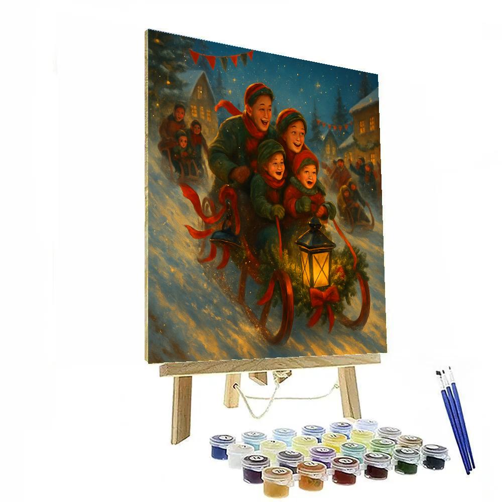 Pine Lantern Sled Rally Paint by numbers art