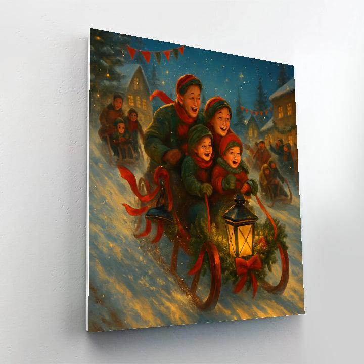 Pine Lantern Sled Rally Paint by numbers art