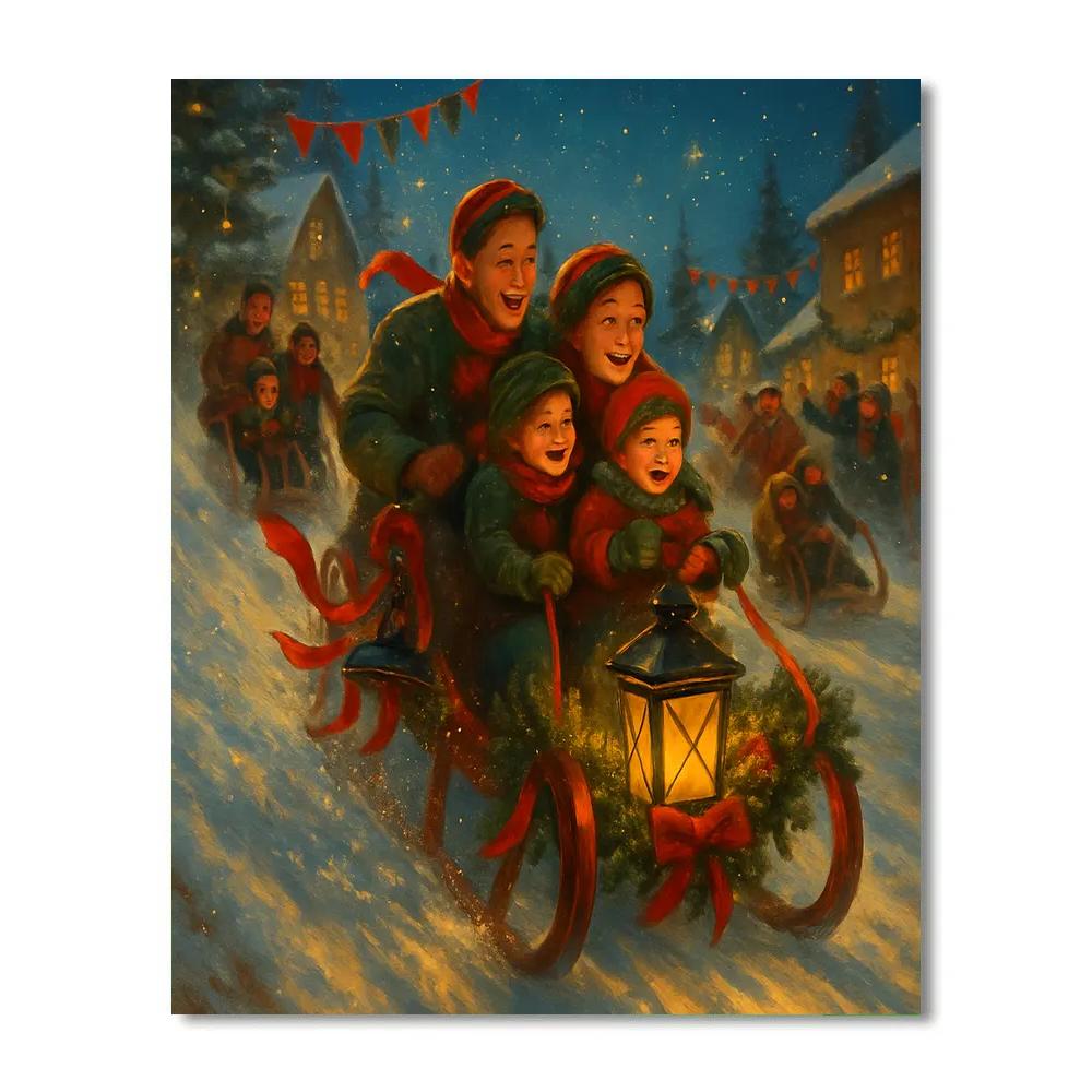 Pine Lantern Sled Rally Paint by numbers art
