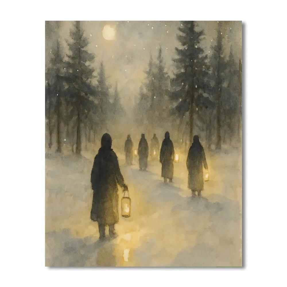 Silent Pines Candle Walk Paint by numbers art