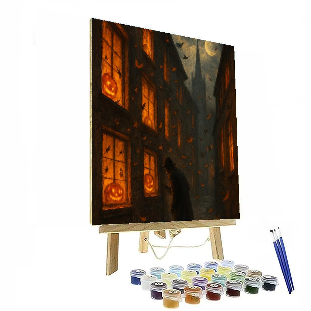 Moth Lane And Pumpkin Windows Numbered painting kits