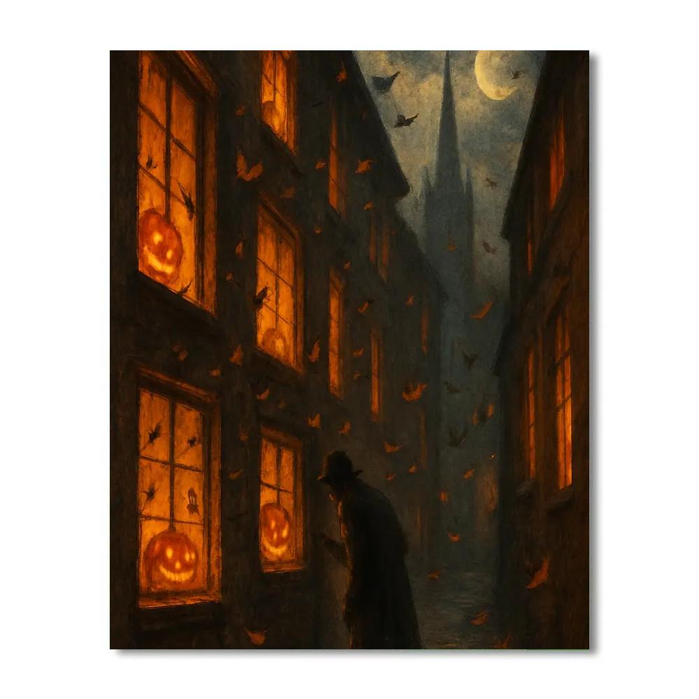 Moth Lane And Pumpkin Windows Numbered painting kits