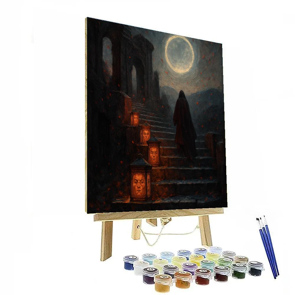 Lantern Cascade Over Ruins Paint by numbers art