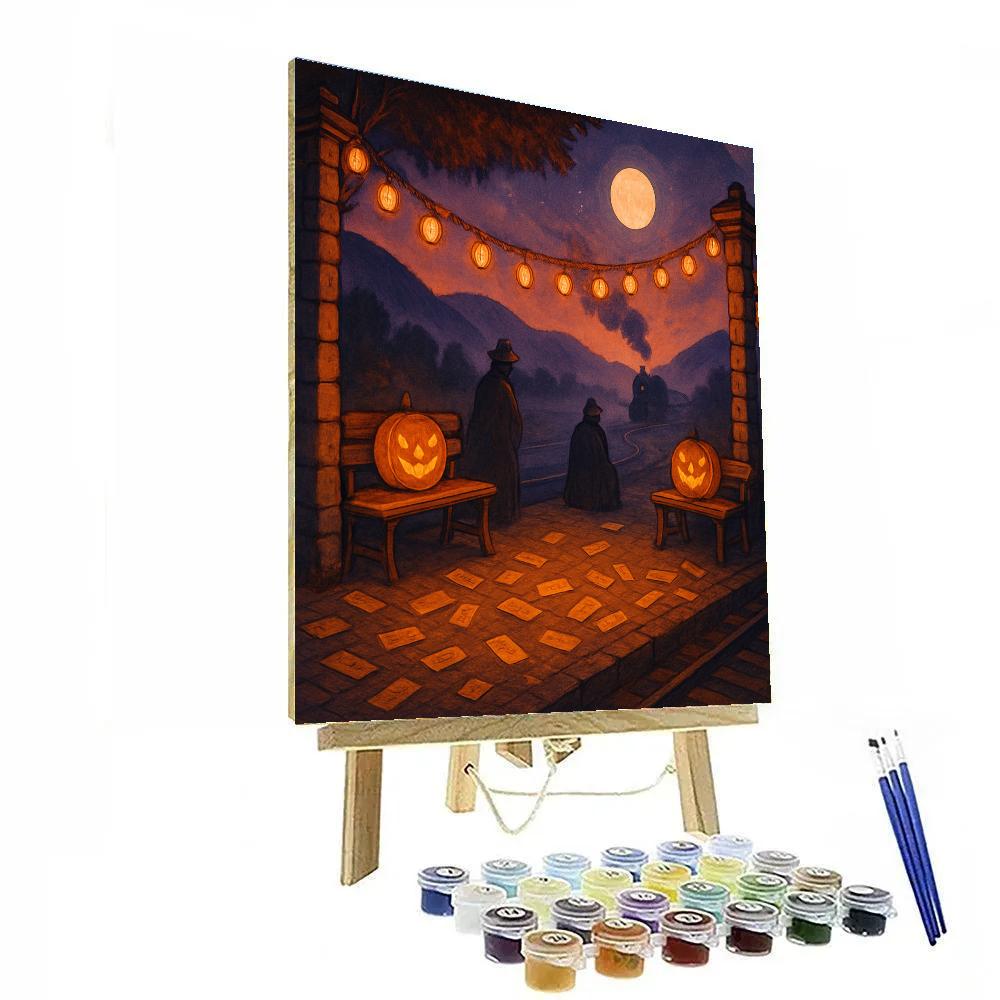 Lantern-Covered Hollow Train Stop paint by numbers