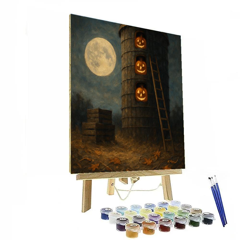 Moonlit Silo Of Quiet Flames paint by number