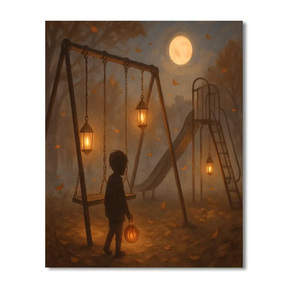 Lantern-Lit Hollow Playground paint by number