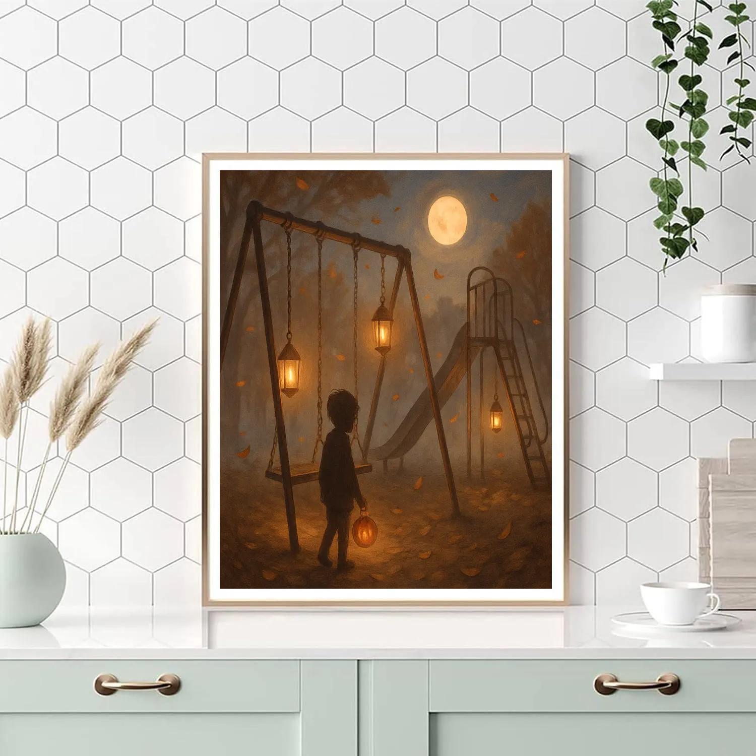 Lantern-Lit Hollow Playground paint by number