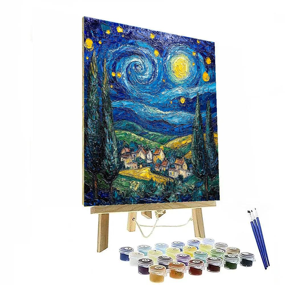 Van Gogh Inspired Starry Countryside paint by color