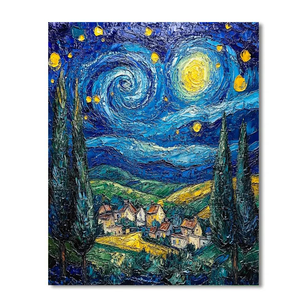 Van Gogh Inspired Starry Countryside paint by color