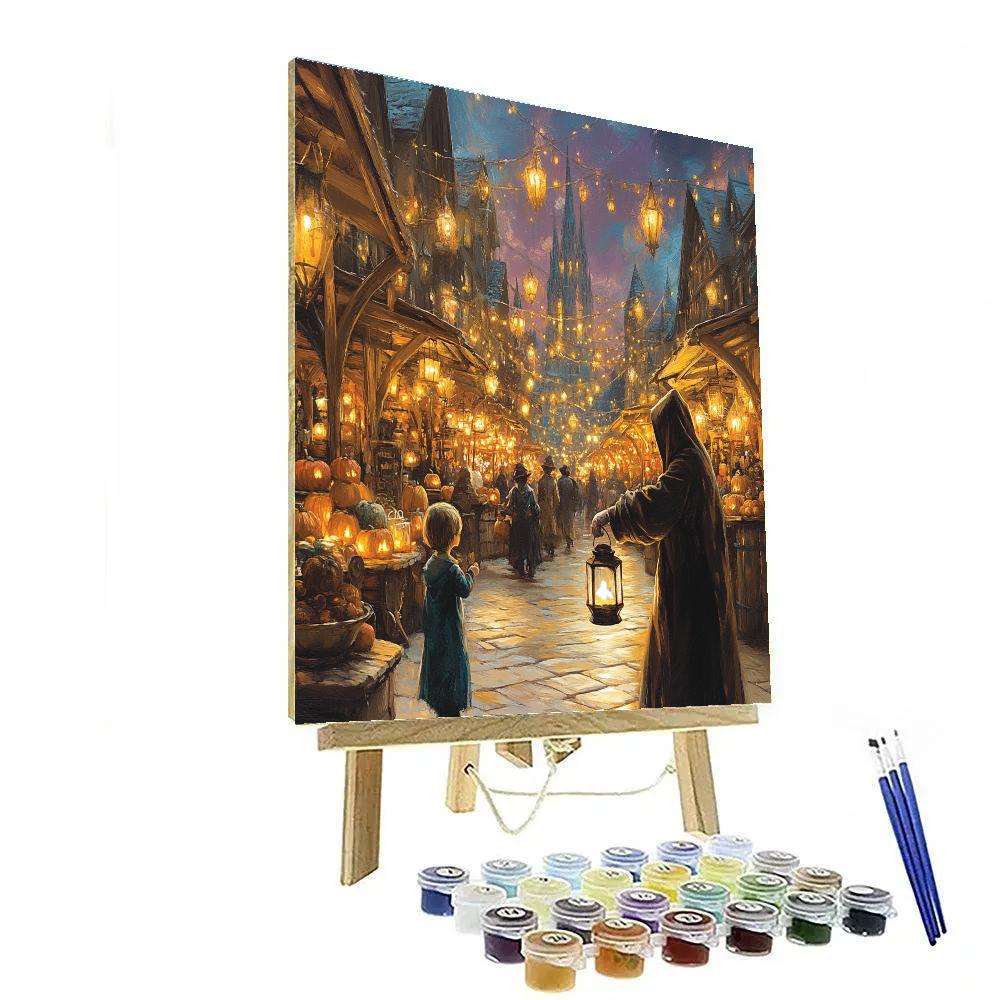 Spooky Lantern Market At Dusk Numbered painting kits