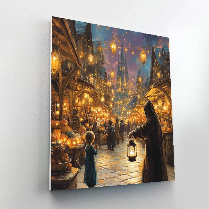 Spooky Lantern Market At Dusk Numbered painting kits