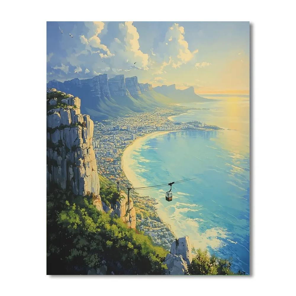 Table Mountain Aerial View Cape Town South Africa paint by number