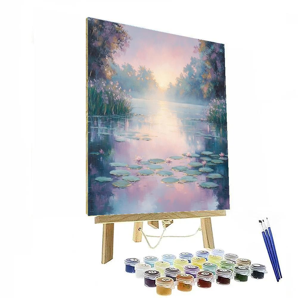 Monet Inspired Water Lilies At Dawn Number painting