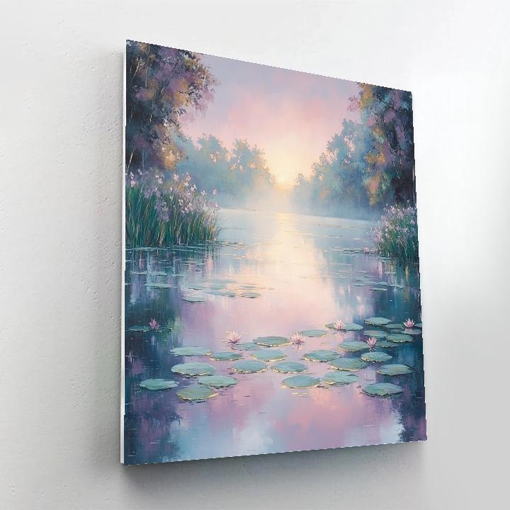 Monet Inspired Water Lilies At Dawn Number painting