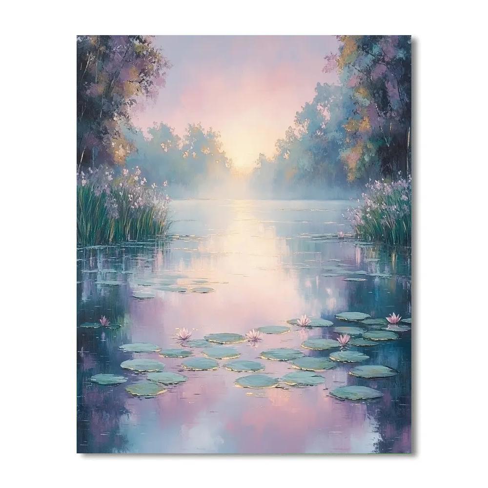 Monet Inspired Water Lilies At Dawn Number painting