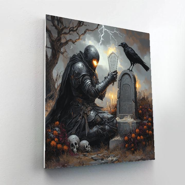 Cemetery Knight With Haunted Crest painting number kit