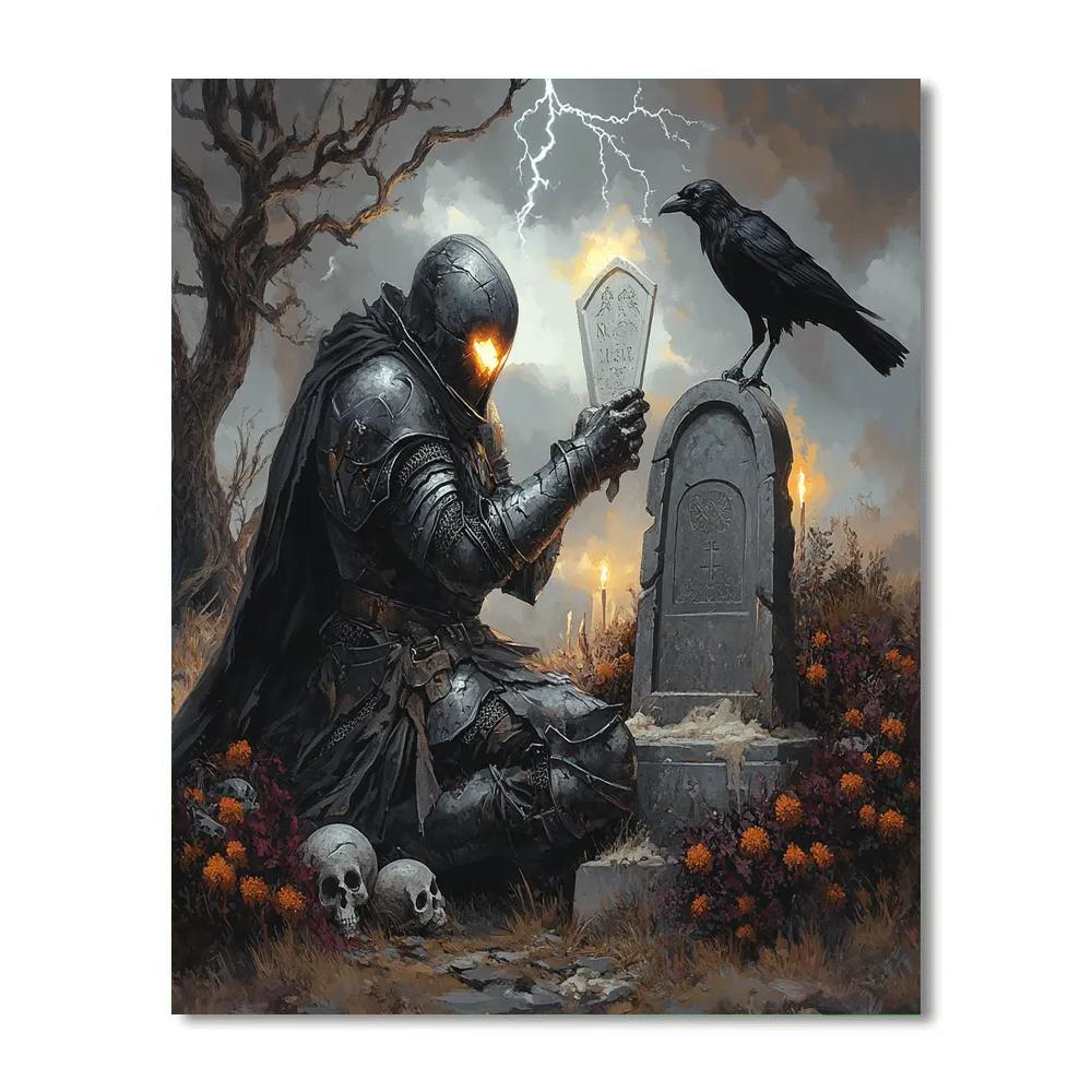 Cemetery Knight With Haunted Crest painting number kit