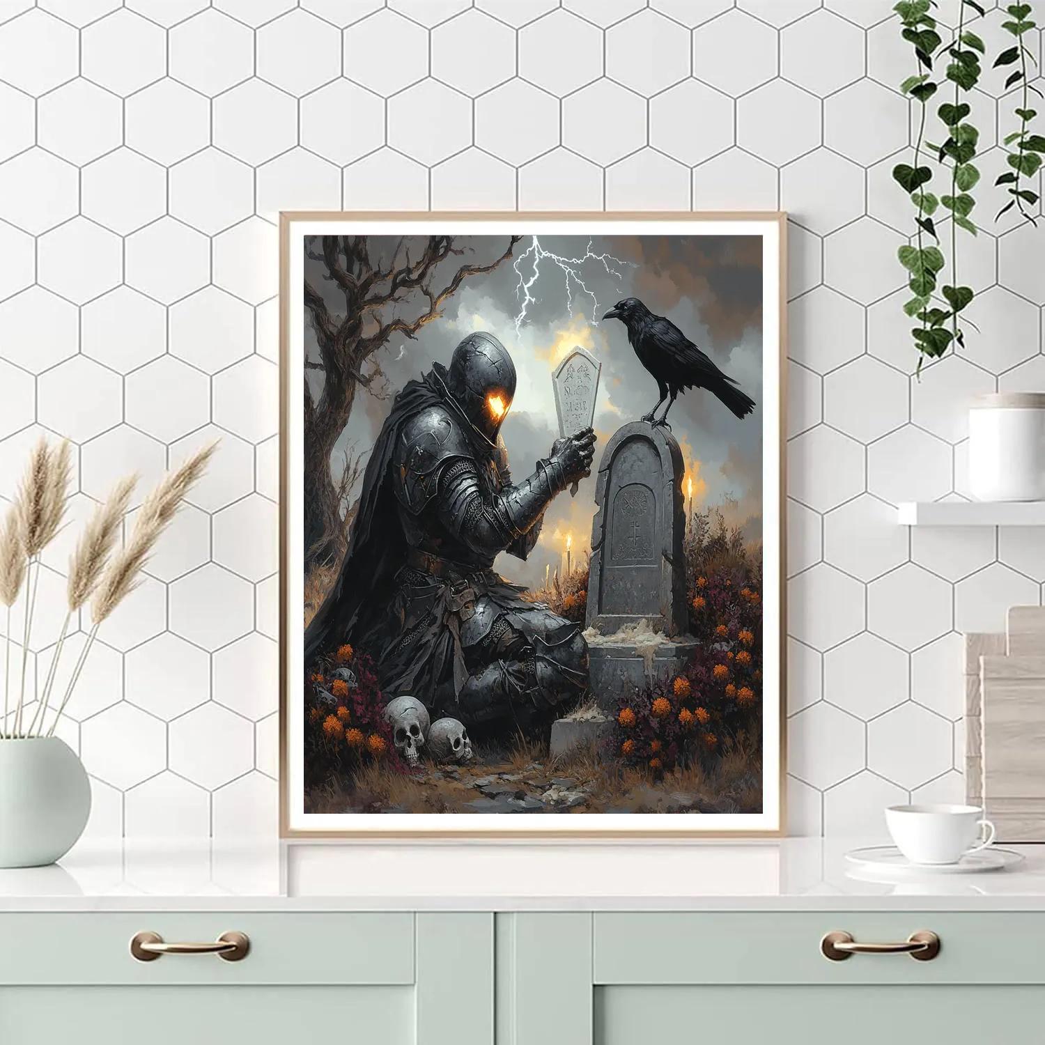 Cemetery Knight With Haunted Crest painting number kit