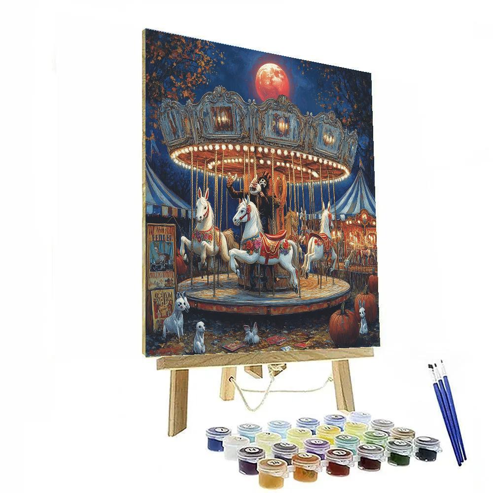 Midnight Carnival With Haunted Carousel Paint by numbers art