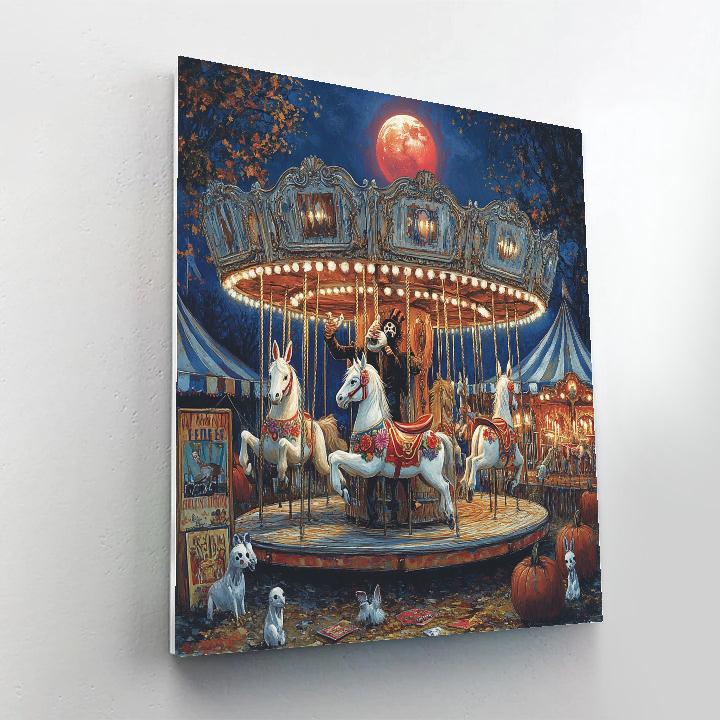 Midnight Carnival With Haunted Carousel Paint by numbers art