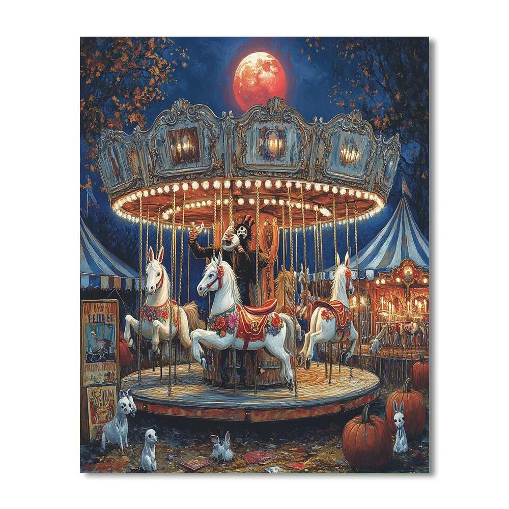 Midnight Carnival With Haunted Carousel Paint by numbers art