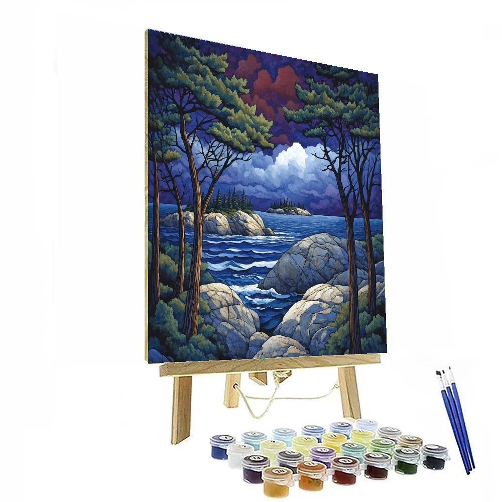 Arthur Lismer Inspired Windswept Georgian Bay Pines paint by numbers