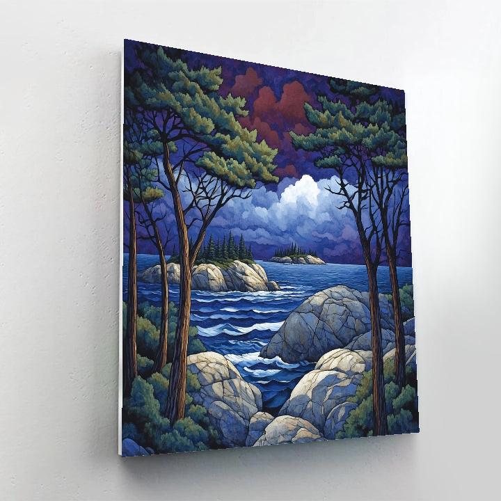 Arthur Lismer Inspired Windswept Georgian Bay Pines paint by numbers