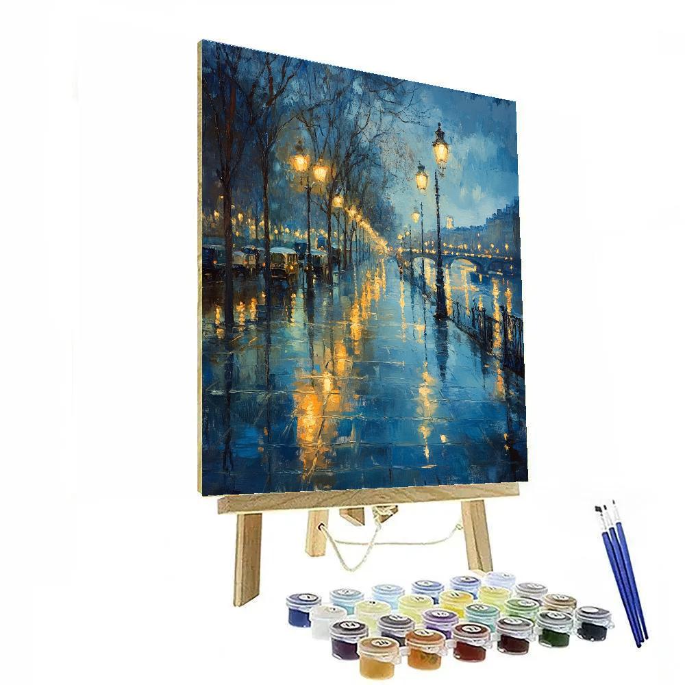Claude Monet Inspired Citylights Reflections DIY paint by numbers
