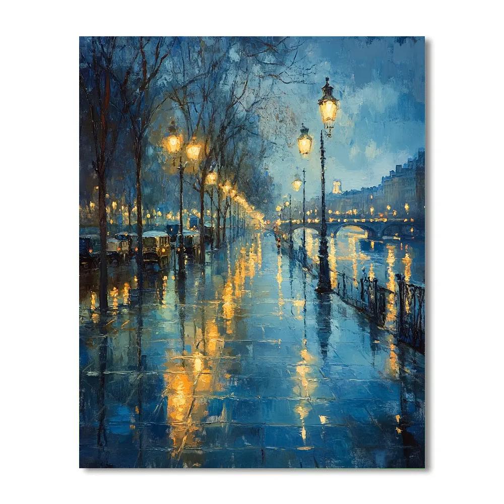 Claude Monet Inspired Citylights Reflections DIY paint by numbers