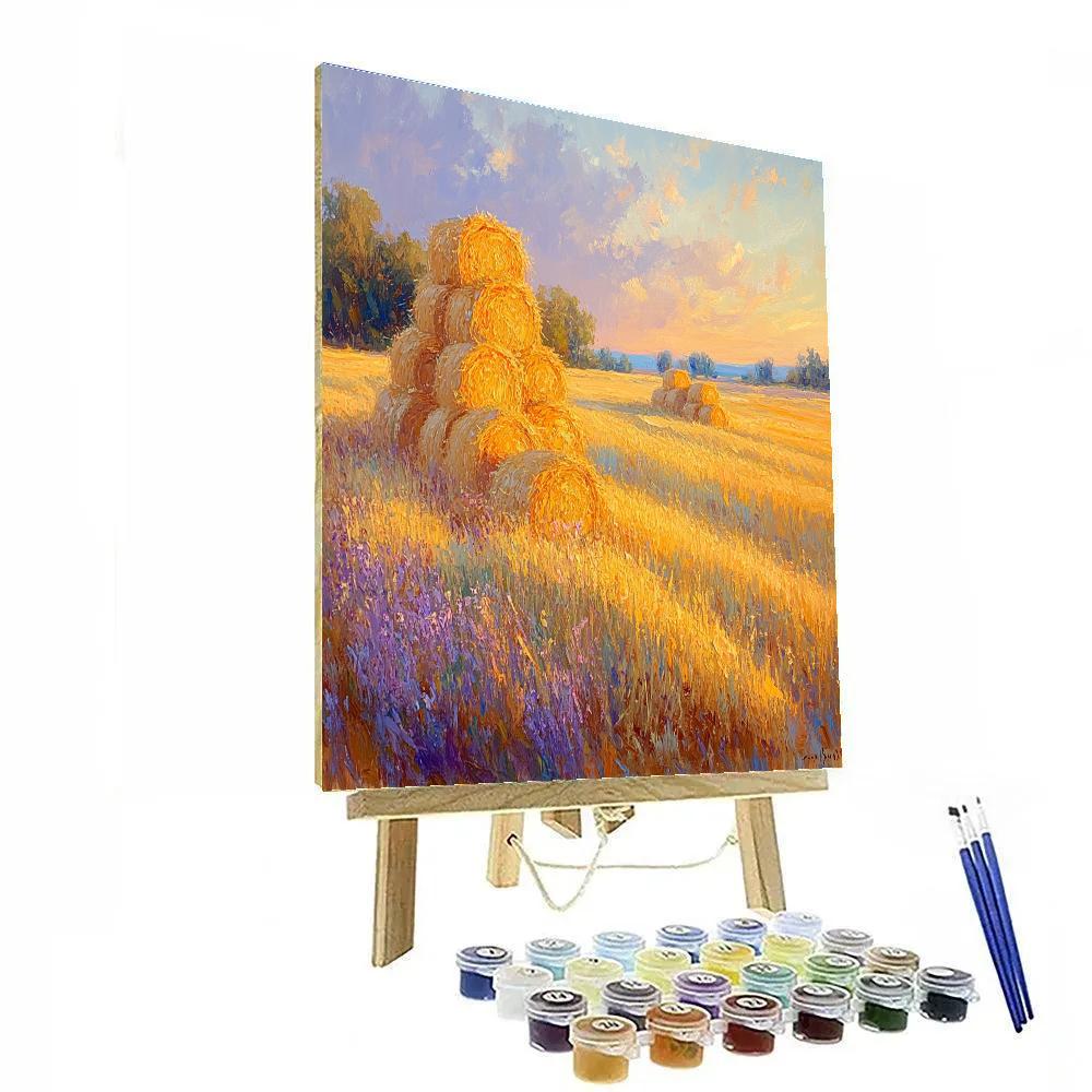 Claude Monet Inspired Haystacks At Golden Dusk Paint by numbers art