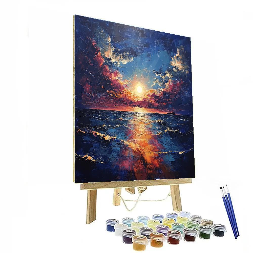 J.M.W. Turner Inspired Golden Sunset Over Ocean paint by color