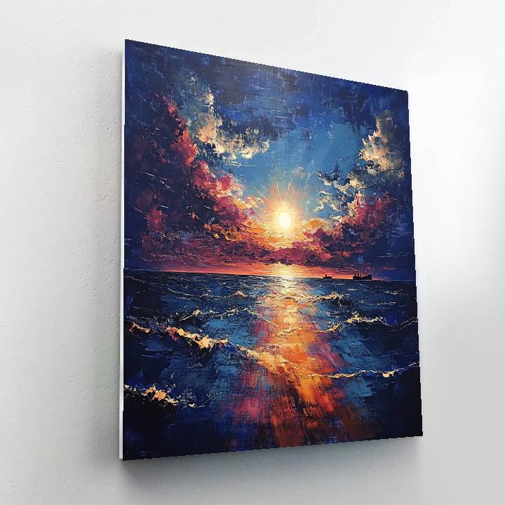 J.M.W. Turner Inspired Golden Sunset Over Ocean paint by color