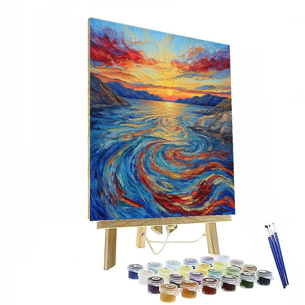 Edvard Munch Inspired Fjord Sunset Paint by numbers kits