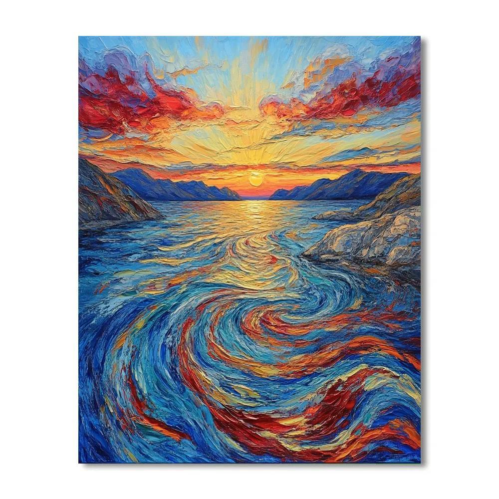Edvard Munch Inspired Fjord Sunset Paint by numbers kits
