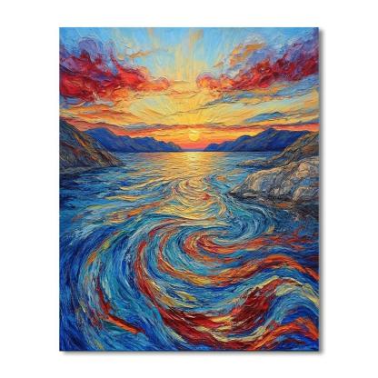 Edvard Munch Inspired Fjord Sunset Paint by numbers kits