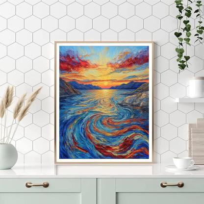 Edvard Munch Inspired Fjord Sunset Paint by numbers kits