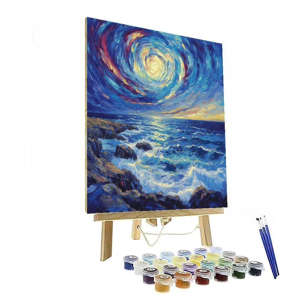 Edvard Munch Inspired Cosmic Coastline Painting by numbers kit