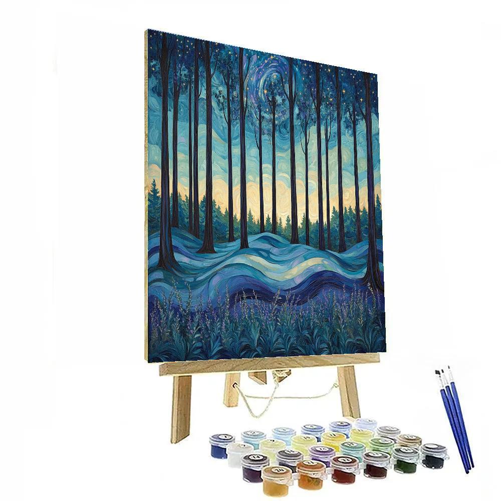 Emily Carr Inspired Twilight Forest Aurora painting number kit