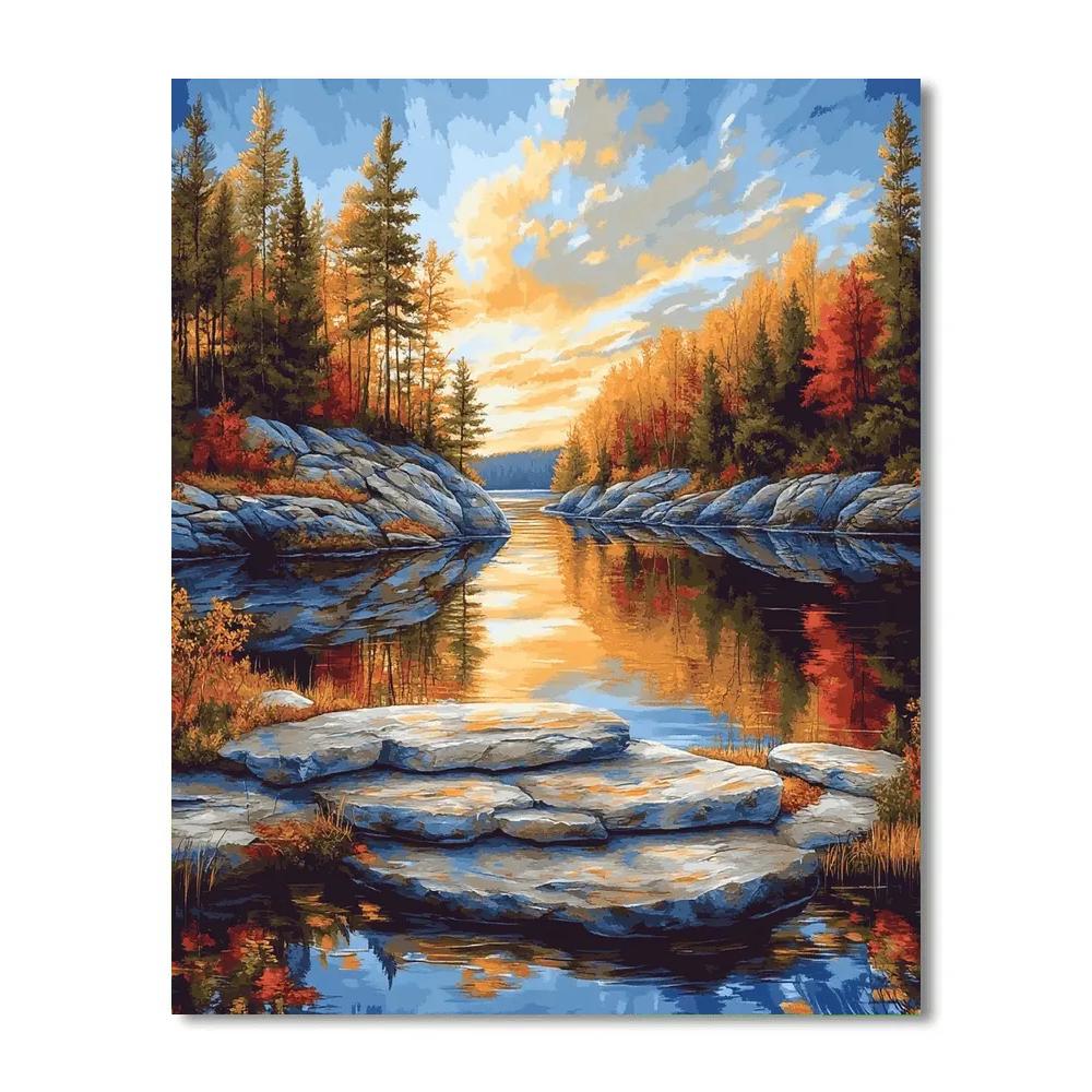 Franklin Carmichael Inspired Autumn Lake Mirror Numbered painting kits