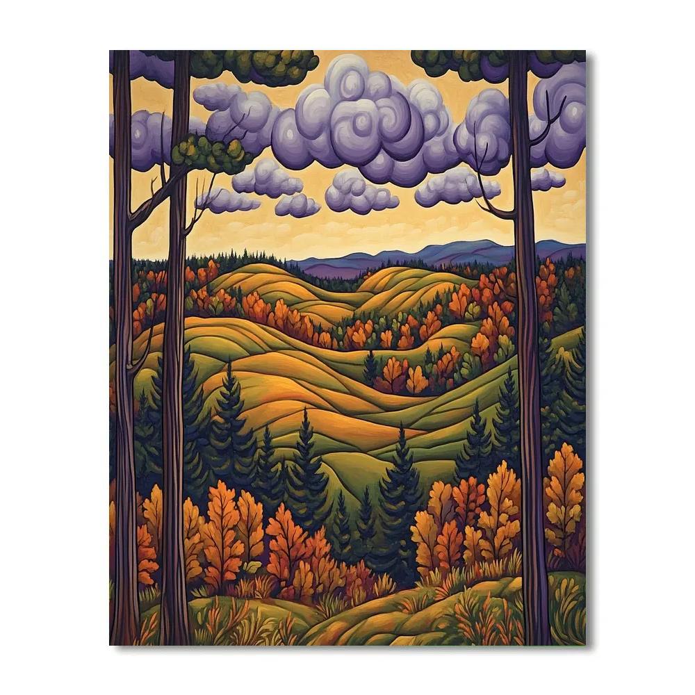 J. E. H. MacDonald Inspired Algoma Autumn Hills paint by numbers