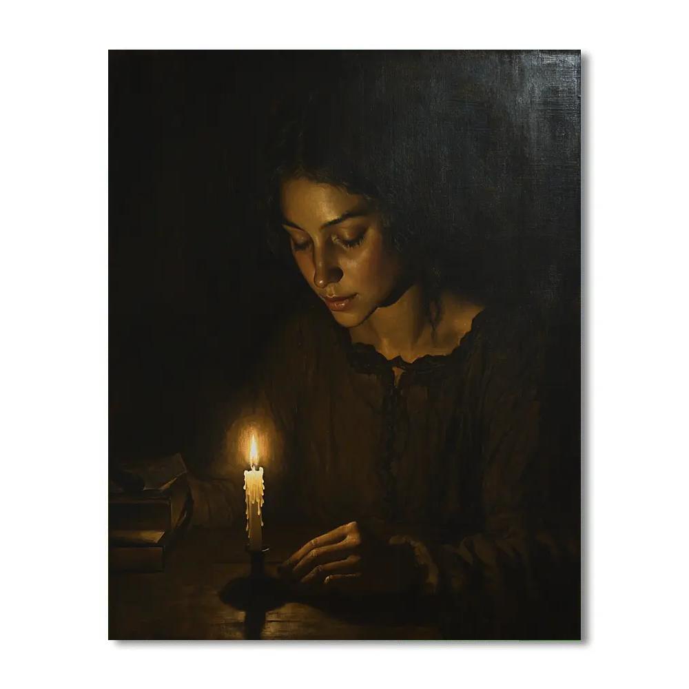 Rembrandt Inspired Candlelit Portrait paint by color