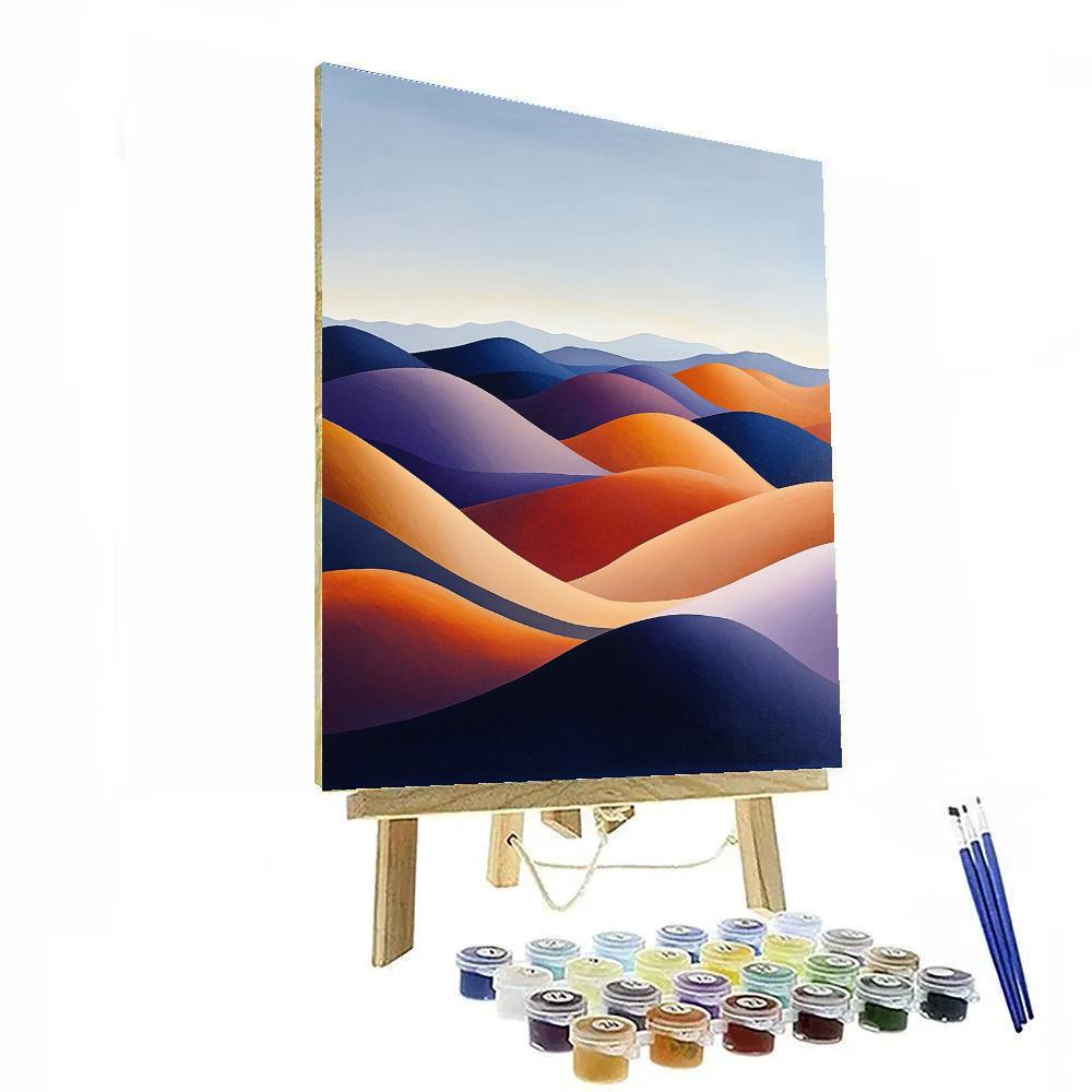 Georgia O’Keeffe Inspired Rolling Desert Hills Under Blue Sky paint by number
