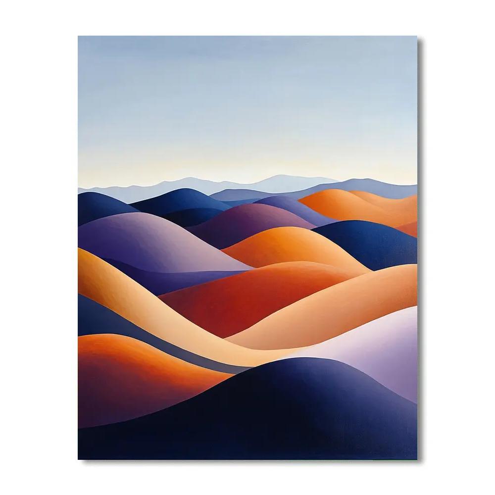 Georgia O’Keeffe Inspired Rolling Desert Hills Under Blue Sky paint by number