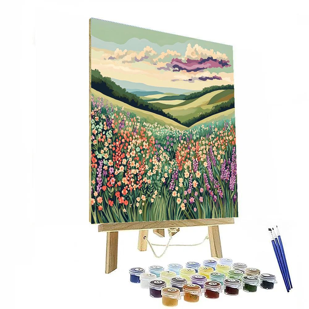 J. E. H. MacDonald Inspired Meadow Of Wildflowers And Layered Sky DIY paint by numbers