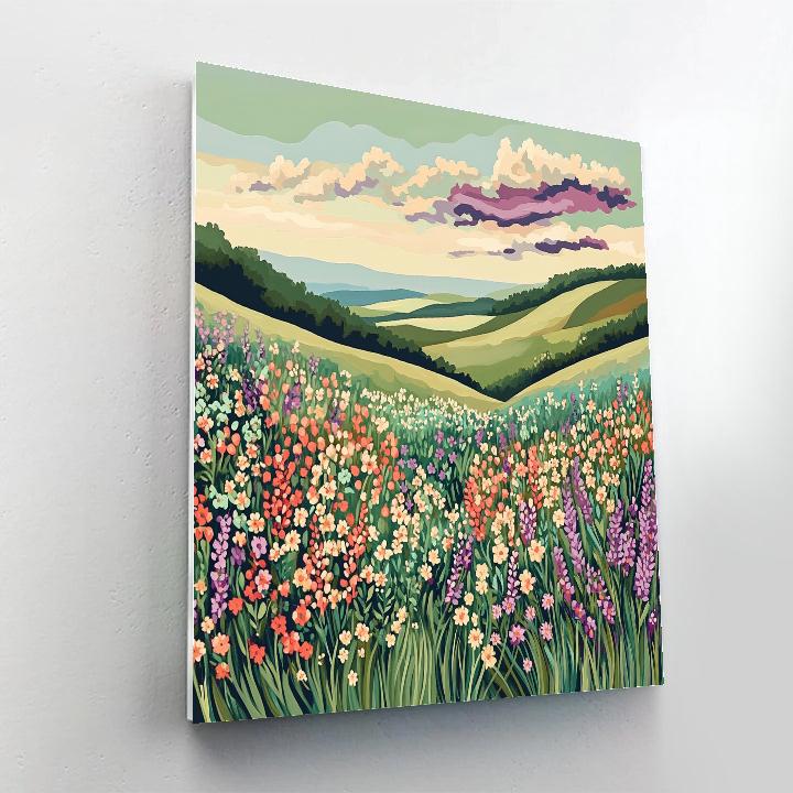 J. E. H. MacDonald Inspired Meadow Of Wildflowers And Layered Sky DIY paint by numbers