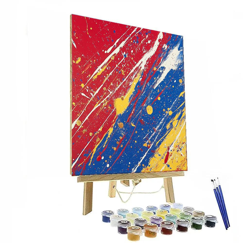 Jackson Pollock Inspired Solar Rhythm In Primaries paint by numbers