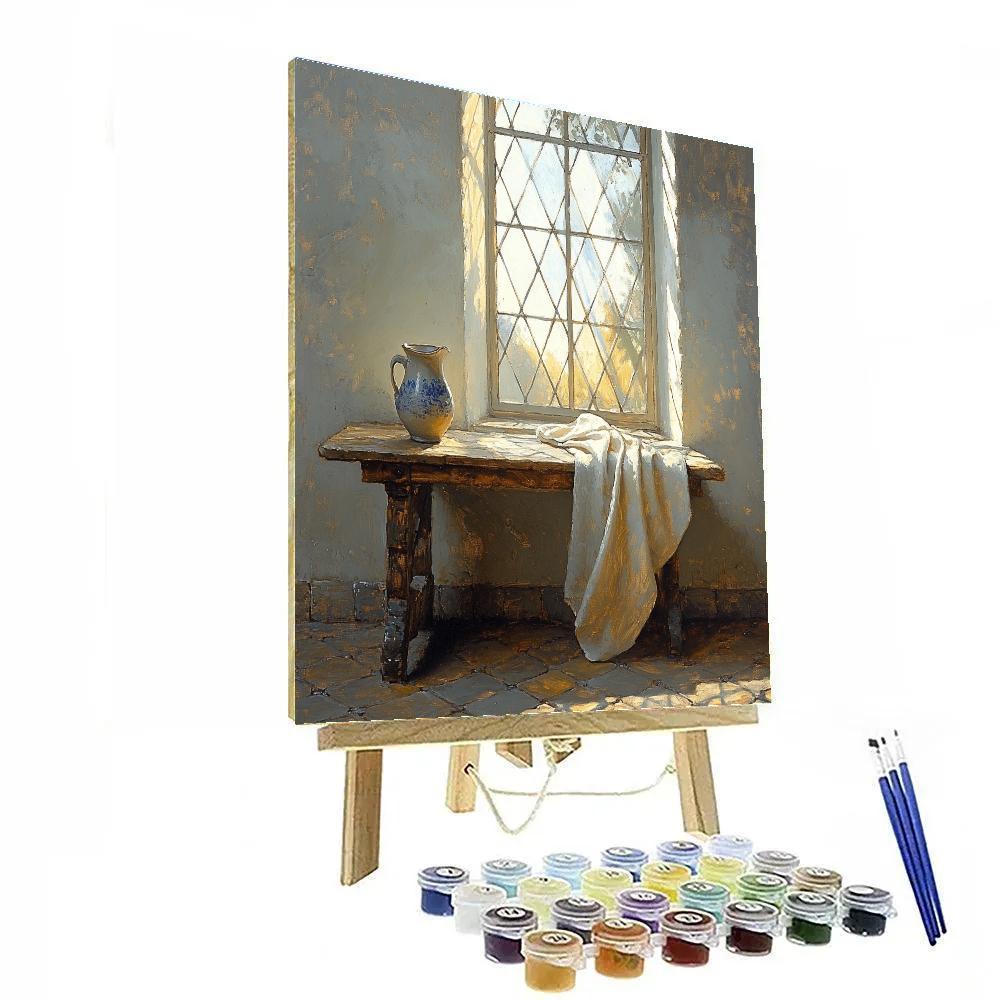 Johannes Vermeer Inspired Sunlit Delft Window DIY paint by numbers
