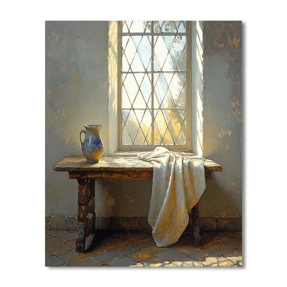 Johannes Vermeer Inspired Sunlit Delft Window DIY paint by numbers
