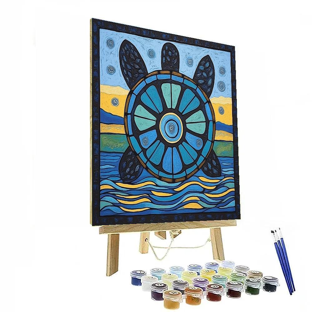 Norval Morrisseau Inspired Turtle Of The Water Spirits paint by number