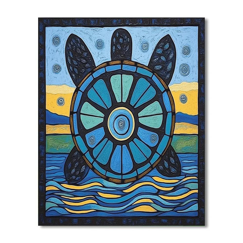 Norval Morrisseau Inspired Turtle Of The Water Spirits paint by number